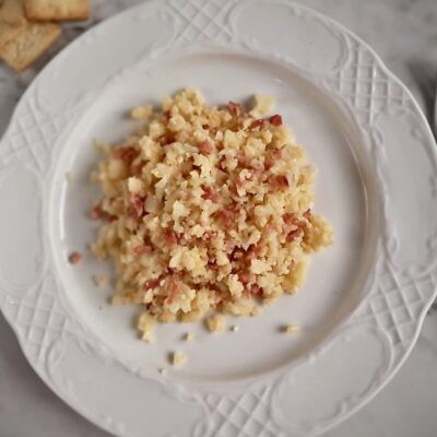 Migas de coliflor con jamon thermomix